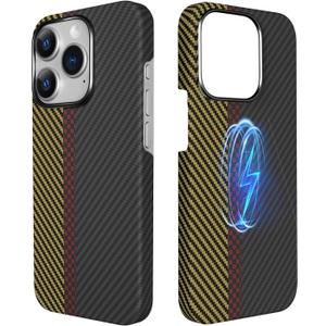 Real Aramid Fiber Case for iPhone 15 Pro Max [6.7 inch] Compatible with MagSafe,600D Aramid Fiber Weave,Thin & Light Cover with a Caseless Feel,Carbon Fiber Textures Design Kevlar Case (Track-SW)