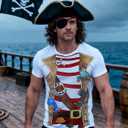 DANGCOS Pirate Shirt,Men's Graphic Tees for Costume Halloween,Cosplay,Pirate-Themed Parties (L)