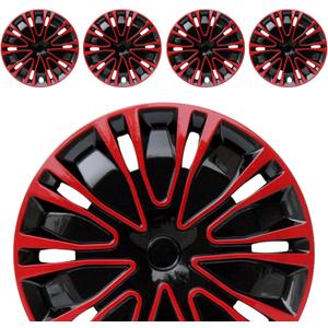 Hubcap Wheel Cover Replacement R14 Hub Caps Universal-Fit Steel Wheel Rim Cover ABS Material Exterior Accessories for Car Truck SUV -Set of 4, 14-inch, Red-Black