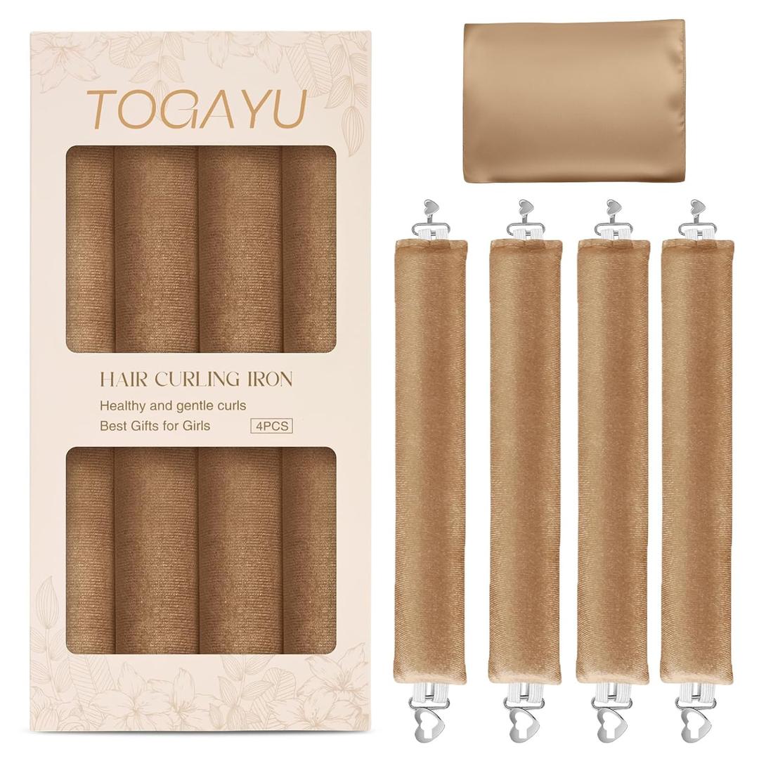 Heatless Curls Overnight Set - Jumbo Overnight Hair Curlers to Sleep In, Soft Velvet Hair Rollers for Women, No Damage Curls Styling Tools 4pcs