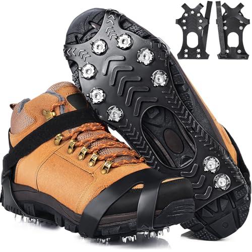 HONYAO Ice Cleats Crampons for Shoes and Boots, Stainless Steel Ice Grippers Spikes Grips Traction for Winter Ice Snow, Hiking Climbing Ice Fishing, L