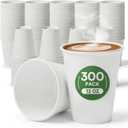 12 oz Disposable Coffee Cups 300 Pack, BPA Free Leak Proof White Paper Coffee Cups 12 oz, 300GSM Thickened Unbleached Cups for Hot & Cold Drinks, Home Office Parties