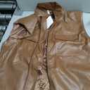 EVALESS Faux Leather Jacket Women Sleeveless Motorcycle Coat Zip Up Vest Jackets Fall Fashion Outfits Winter Clothes (Brown, XXL)
