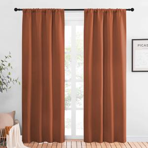 NICETOWN Blackout Curtains and Drapes - Thermal Insulated Solid Rod Pocket Blackout Draperies/Panels (Burnt Orange, 1 Pair, 42 by 84 inches)