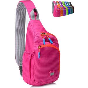Peicees Small Sling Backpack Waterproof Unisex Shoulder Bag Chest Crossbody Daypack (Rose Red)