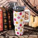 Halloween Pumpkin 40 oz Tumbler with Lid Handle and Straw Spooky Pumpkins Stainless Steel Double Walled Insulated Cups Halloween Travel Mug Gifts for Men and Women (1PC)