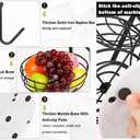 Livabber Fruit Basket Bowl with Banana Hanger, Metal Fruit Vegetable Storage Basket with Banana Holder for Kitchen Counter, Detachable Organizer for Bread Snack Produce (Black, 3-Tier Marble Base)