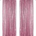 Sugargirl Pink Sequin Backdrop Curtain 2 Panels 2FTx8FT Glitter Pink Background Drapes Sparkle Photography Backdrop for Party Wedding Birthday Wall Decoration