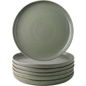 AmorArc Ceramic Dinner Salad Plates Set of 6, Wavy Rim 8.5 Inch Dish Set, The Dessert,Salad, Appetizer, Small Dinner etc Plate,Microwave, Dishwasher Safe, Scratch Resistant - Reactive Matte