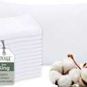 Royale Linens White Cotton Pillow Cases King Size Set of 12 - Bed Pillow Covers - 100% Cotton Pillowcases - Soft & Cooling - Envelope Closure - Hotel Quality Bulk Pillowcases 20" x 40"