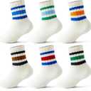 Toddler Socks with Grips, Seamless Non-Slip Crew Baby Boy Girl Grippy Socks (Beige, M)