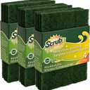 Scouring Pads - Heavy Duty Household Cleaning Scrubber with Non-Scratch Anti-Grease Technology - Reusable Scrubbing Pads - Green, 12 Pack