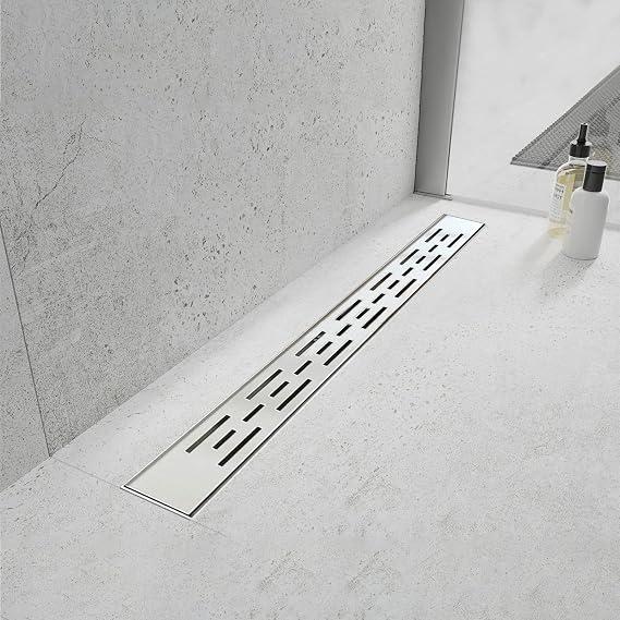 Linear Shower Drain, Shower Drain 36 inch with Removable Grate Cover, Professional AISI 304 Stainless Steel Shower Floor Drain, Shower Drain with Hair Catcher and Leveling Feet