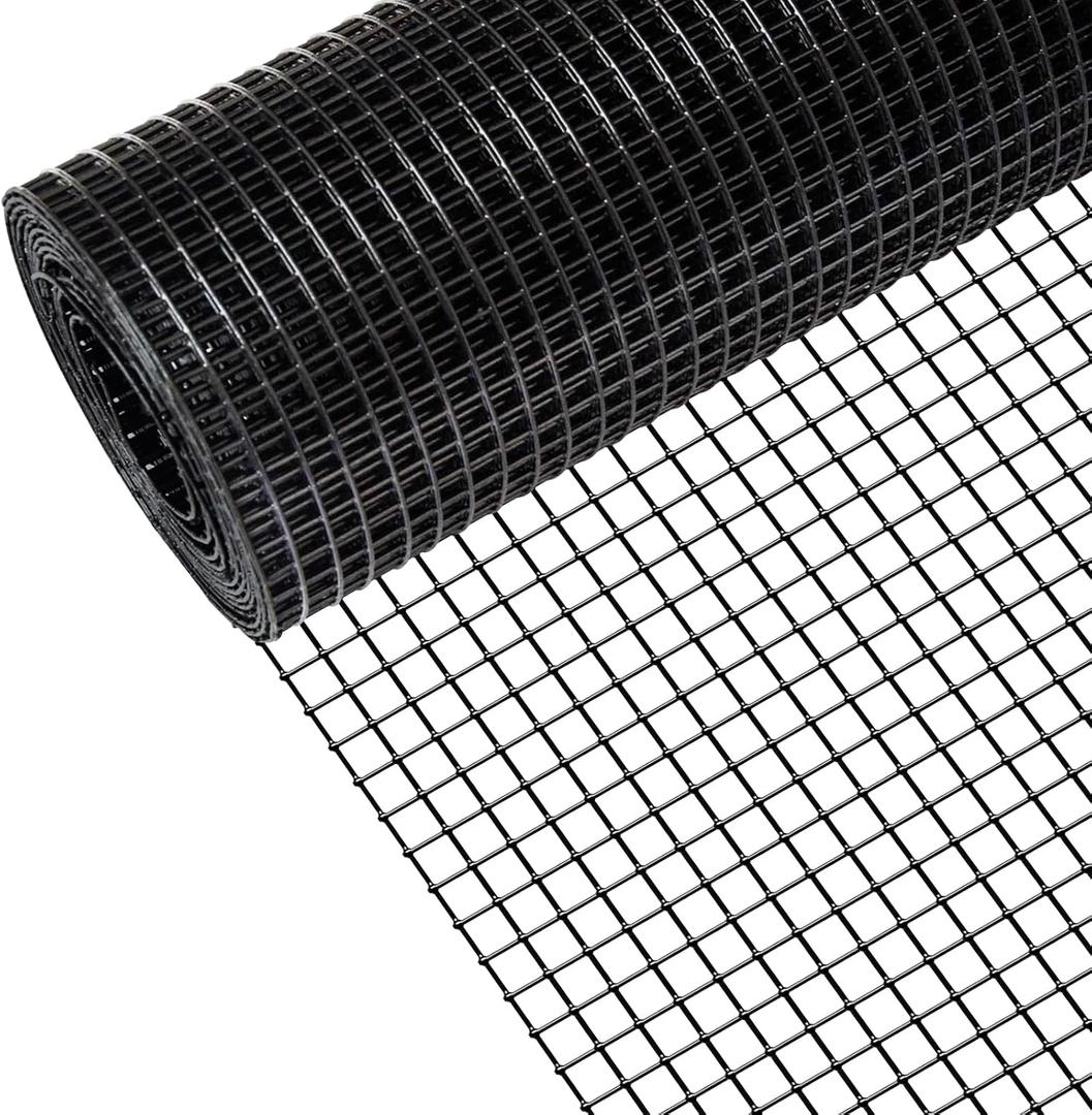 Zevemomo 48" x 100' 1/2inch Hardware Cloth, Black Vinyl Coated Chicken Wire Fence Galvanized Welded Mesh Roll for Home Garden Rabbit Cage