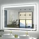 OKPAL 44x30 Lighted Bathroom Mirror, Anti-Fog LED Bathroom Mirror, Bathroom Mirror with Lights, Dimmable Lighted Vanity Mirror, Shatterproof, ETL Listed, Horizontal/Vertical