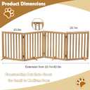 Wooden Foldable Dog Gate Freestanding 4 Panels Puppy Safety Fence-Brown