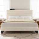 COMHOMA Queen Size Bed Frame Luxury Velvet Upholstered Platform with Modern Channel Tufted Modular LED Headboard Adjustable Gaps Sturdy Metal Frame No Box Spring Needed Easy Assembly Noise Free