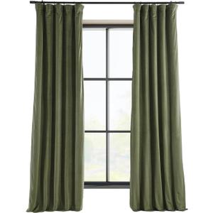 HPD Half Price Drapes Signature Velvet Thermal Blackout Curtains for Living Room 96 Inch Long (1 Panel) Rod Pocket Insulated Blackout Curtains for Bedroom Window Curtains, 50W x 96L, Hunter Green