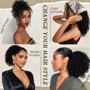 FREEMEIGE Ponytail Extension, Short Curly Drawstring Ponytail for Black Women 10 Inch Synthetic Afro Kinky Curly Ponytail Extension for Women Fluffy Pony Tails Hair Extensions for Daily Use