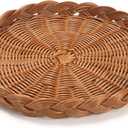 Scalloped Tray, Hand Woven Serving Tray, Round Imitation Rattan Tray, Decorative Tray for Organizing and Home Decor (13 x 13 x 1.8 inch)