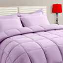 TAIMIT Light Purple Twin Size Comforter Set - 5 Pieces, Bed in a Bag Bedding Sets with All Season Soft Quilted Warm Fluffy Reversible Comforter,Flat Sheet,Fitted Sheet,1 Pillow Shams,1 Pillowcases