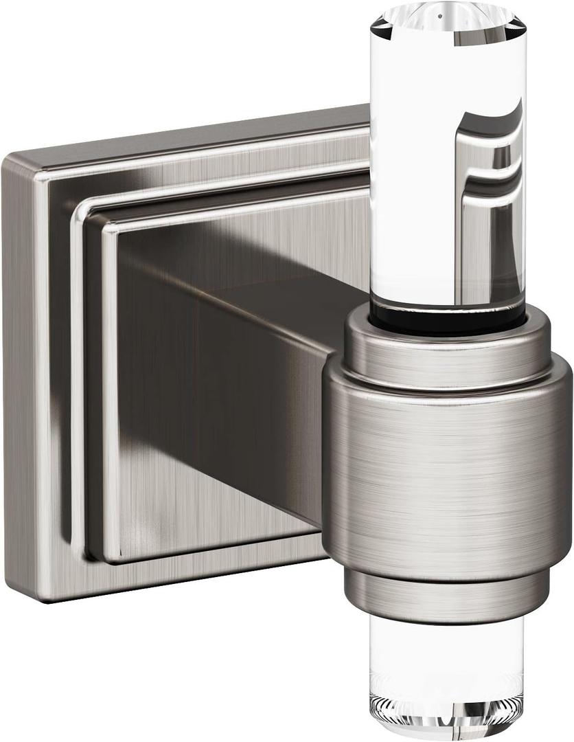 Amerock BH36060CG10 | Clear/Brushed Nickel Single Robe Hook | 2-15/16 in. (75 mm) Length Towel Holder | Glacio | Towel Hook for Bathroom | Bathroom Hardware | Bath Accessories