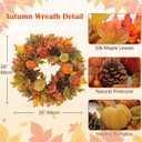 Fall Wreaths for Front Door 26'' Autumn Velvet Pumpkin Wreath with Metal Hook Large Harvest Maple Wreath Fall Decoration for Home Halloween Thanksgiving Decoration, Briful