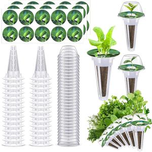 90pcs Hydroponic Seed Pod Kit Include 30pcs Plant Replacement Basket Containers,30 Grow Domes and 30 Seed Label Compatible with Hydroponic Growing Garden System(0.5 Inch,White)
