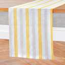 2 x Solino Home Linen Striped Table Runner 60 Inches - Sorrento Stripe, 100% Pure Linen Yellow and Grey Small Table Runner 14 x 60 Inch Ideal for Dresser and Coffee Tables, Spring, Summer, Mothers Day