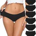Altheanray Womens Underwear Cotton Underwear for Women Seamless Hipster Bikini Briefs Panties 6 Pack, (3028M,Black), Medium