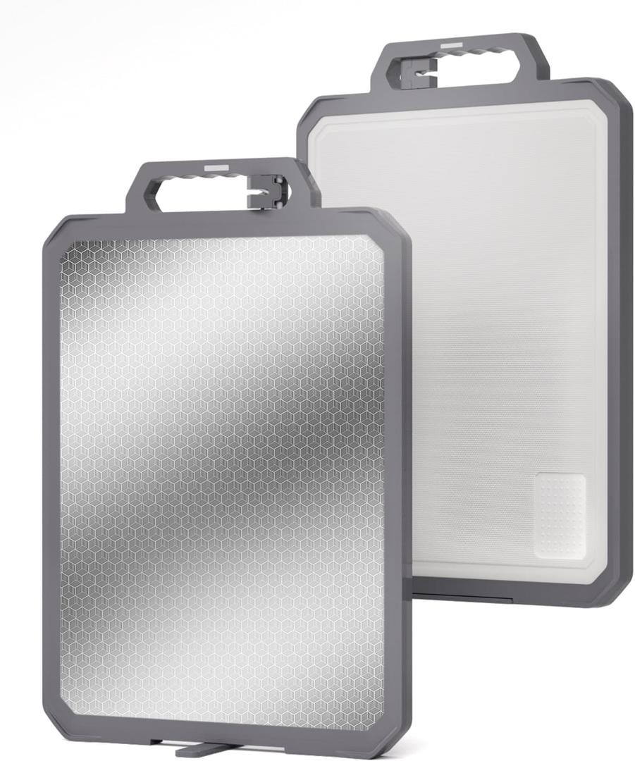 Titanium Cutting Boards for Kitchen, Large Chopping Boards with Handle, Non Slip Metal Cutting Board, Double Sided Pure Titanium and Wheat Straw PP, Dishwasher Safe, 17121