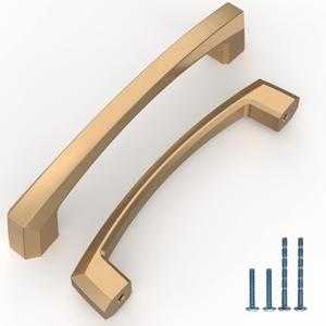 10 Pack 4 Inch(102mm) Kitchen Cabinet Handles Champagne Bronze Cabinet Pulls Gold Kitchen Cabinet Hardware Drawer Pulls for Dresser Cupboard Wardrobe