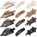 12 PCS Flat Hair Clips for Women - 3 Styles Flat Claw Clips for Thin Thick Hair, Strong Hold Hair Accessories (Brown)