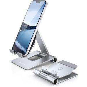 Lamicall   Adjustable Cell Phone Stand Desk - Foldable Desktop Phone Holder, Cradle, Dock, Compatible with iPhone 15 14, Plus, Pro, Pro Max, 13 12 X XS,4-11'' Phone Sliver