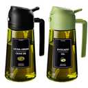 CXINYI - 16oz/470ml Olive Oil Dispenser for Kitchen with Stickers - 2 in 1 Olive Oil Sprayer for Cooking, Air Fryer, and Salad, Black&Green (Light-Proof Kitchen Gadget) 1 pcs