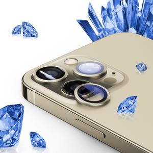 2 Pack Sapphire Glass iPhone 13 Pro Max/13 Pro Camera Lens Protector [9H+ Military-Grade] iPhone 13 Pro Max Camera Cover Lens Protectors, Anti-Scratch, HD Clear, Case Friendly - Gold