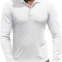 NITAGUT Men's Polo Shirts Shorts& Long Sleeve Casual Slim Fit Workout Shirts (White, XXL)