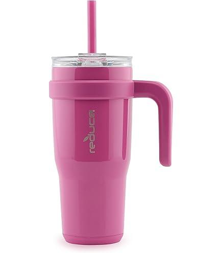 40oz Slim Cold1 Tumbler - Straw, Lid & Handle. Insulated Stainless Steel, Blossom Pink - DISHWASHER SAFE & BPA-FREE - Easy Clean & Durable, Secure Handle For All-day Use