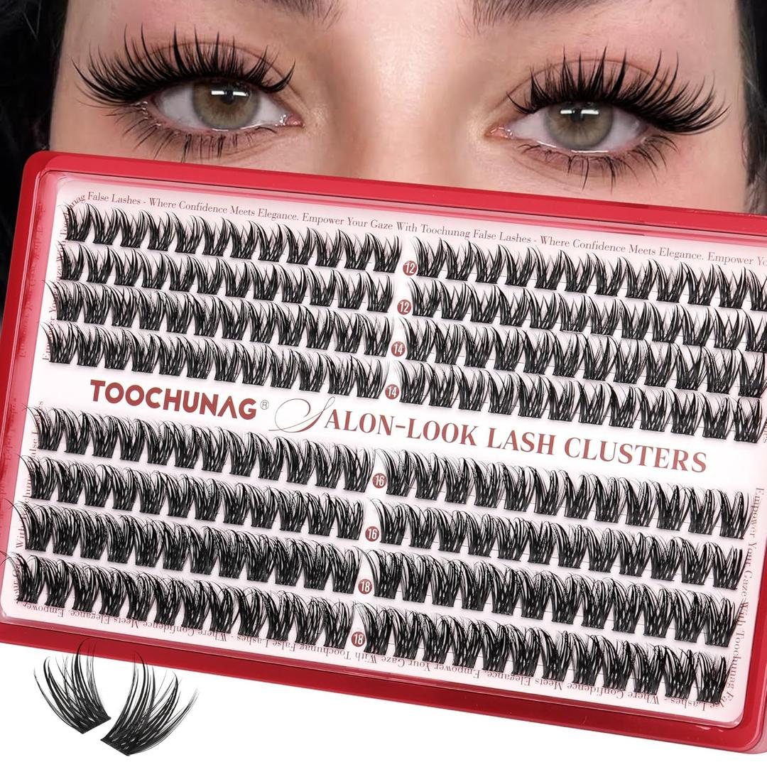 Wispy Cluster Lashes Manga Eyelash Clusters 192pcs Spiky Volume Cluster Eyelash Extensions D Curly Fairy Lash Clusters 12-18mm DIY Individual Lashes Extension Natural Look by TOOCHUNAG
