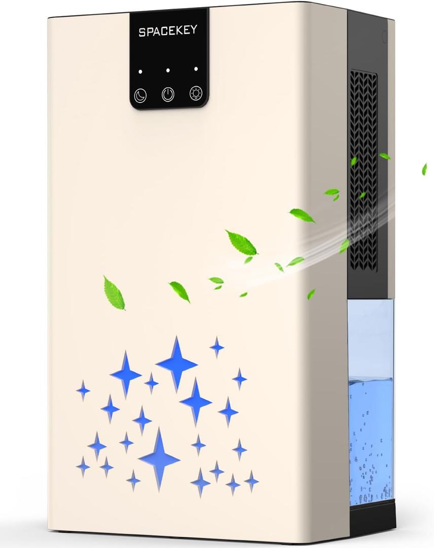 Dehumidifier, 95 OZ Water Tank Dehumidifiers for Home, 1000 sq. ft. Dehumidifier for Basement Bathroom Bedroom with Auto Shut Off, 7 Colors LED Light, Quiet Dehumidifiers with Sleep Mode, Beige