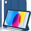 iMieet iPad (A16) Case 11th Gen/iPad 10th Generation Case [11-Inch 2025/10.9 Inch 2022] with Pencil Holder, Trifold Stand Smart Cover with Soft TPU Back,Auto Wake/Sleep(Navy Blue)