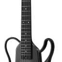 DONNER HUSH X LIVE Electric Guitar with Detachable Speaker, Headless Travel Guitar Built-in Amp Modeling & Effects, Bluetooth Practice Guitar Kit with Gig Bag, Black