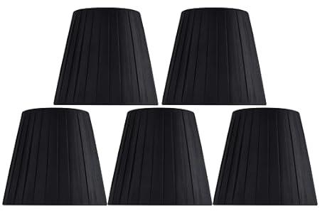 GO&SO Natural Linen Mini Lamp Shades for Chandelier,Clip on Lamp Shade Set of 5 Beige Lamp Shade 4x6x5 IN,Small Lamps Shades Modern Barrel Lamp Shades for Small Table Lamps, Desk Lamps, Pendant Lights