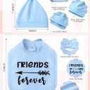 Cutecrop 4 Set Baby Boy Girl Twins Bodysuits Set Twins Matching Outfits Includes 4 Pcs Newborn Baby Romper 4 Pack Bibs and Hat for Boy Girl Gifts