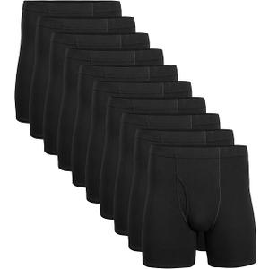 Gildan Men's Underwear Covered Waistband Boxer Briefs, Black, 10 Pcs, Size: M