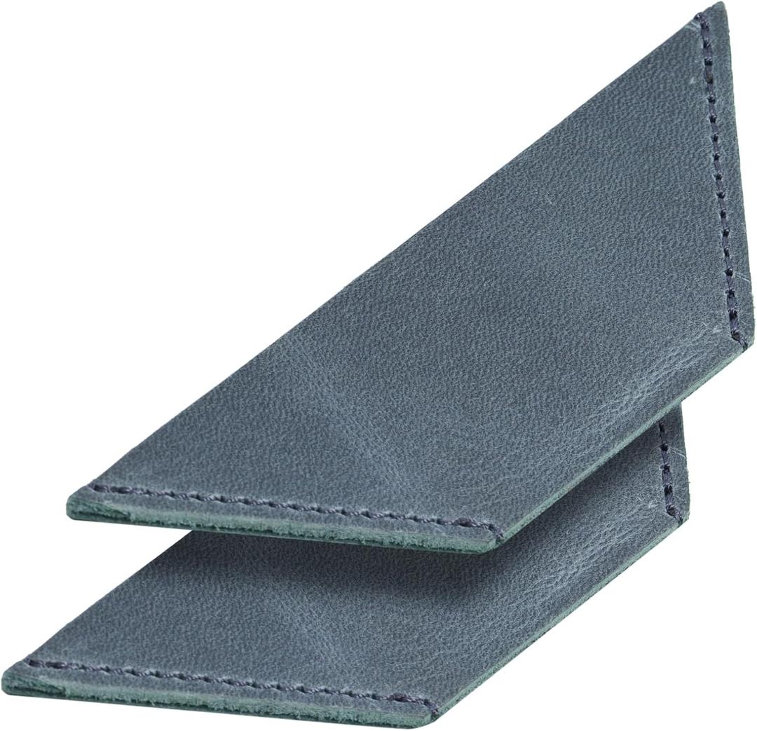 Genuine Leather Handmade Bookmark (Set of 2) (Triangle, Blue)