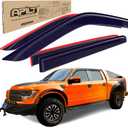 Outside-Mount Rain Guards Window Visors for 2009-2014 Ford F-150 SuperCrew & 2010-2014 SVT Raptor SuperCrew Wind Deflector Truck Accessories Dark Smoke 4-Piece Set with Thicker