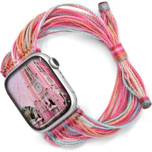 JR.DM Boho Watch Bands Compatible with Apple Watch 40mm 41mm 38mm 44mm 42mm 45mm 46mm Women, Cute Handmade Friendship Bracelet String Art for iWatch Series SE/11/10/9/8/7/6/5/4/3/2/1(Sakura) Size: 41/40/38/42mm(Series 11/10) JR.DM Boho Watch Bands Compatible with Apple Watch 40mm 41mm 38mm 44mm 42mm 45mm 46mm Women, Cute Handmade Friendship Bracelet String Art for iWatch Series SE/11/10/9/8/7/6/5/4/3/2/1(Sakura) Size: 41/40/38/42mm(Series 11/10)
