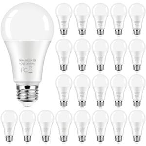 24-Pack LED Light Bulbs 100 Watt Equivalent, 14W 1600Lumens Bright A19 LED Bulbs, Standard E26 Medium Screw Light Bulbs 5000K Daylight White, 90+ CRI, 25000+Hrs Lifespan, No-Flicker, Non-Dimmable