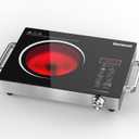 Karinear Portable Electric Stove 110V, 1800W Electric Hot Plate with Handle, Knob Control Single Burner Electri Cooktop, Ceramic Infrared Countertop Burner, Timer, Safety Lock